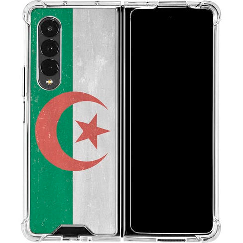 Algeria Flag Distressed Galaxy Z Fold4 5G Clear Case